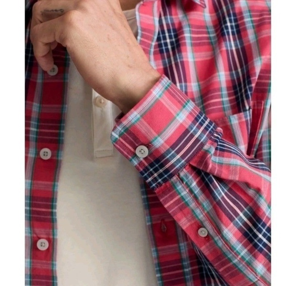 UNTUCKIT Santa Barbara Mens XXL Tall Regular Fit Plaid‎ Long Sleeve Button Down